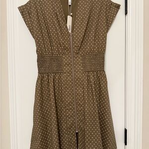 Glam Brown Polka Dot Midi Dress